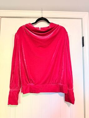 Velvet Cowl Neck Top in Vibrant Fuchsia